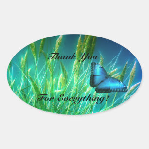 Thank-You Butterfly Oval Sticker