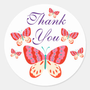 Thank You Butterfly Round Stickers