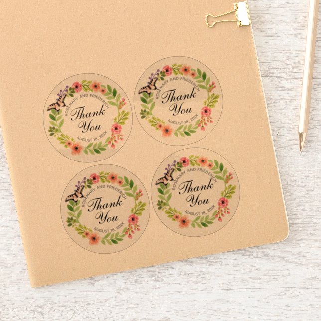 Thank You Butterfly Wreath Wedding or Shower Clear (Notebook)