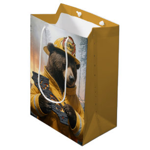 Thank You California Firefighter Bear Medium Gift Bag