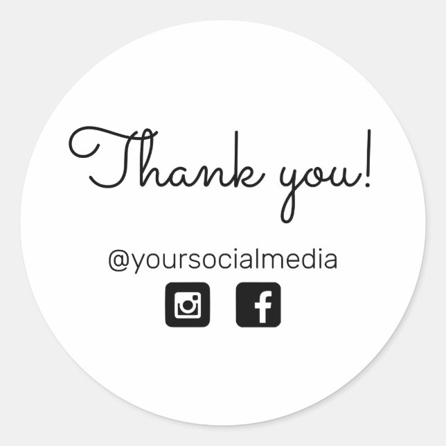 Thank you Calligraphy font Business Social Media Classic Round Sticker (Front)