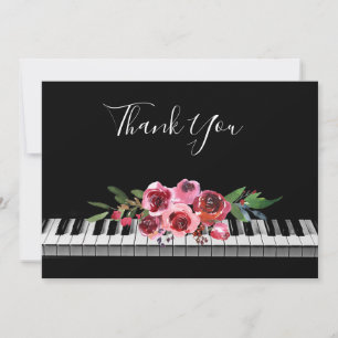 thank you calligraphy piano red roses bouquet