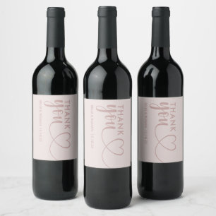 Thank You Calligraphy Rose Gold Wedding Favour Wine Label