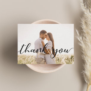 thank you calligraphy wedding day photo note card