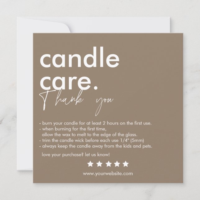Thank You Candle Care Modern Business Card (Front)