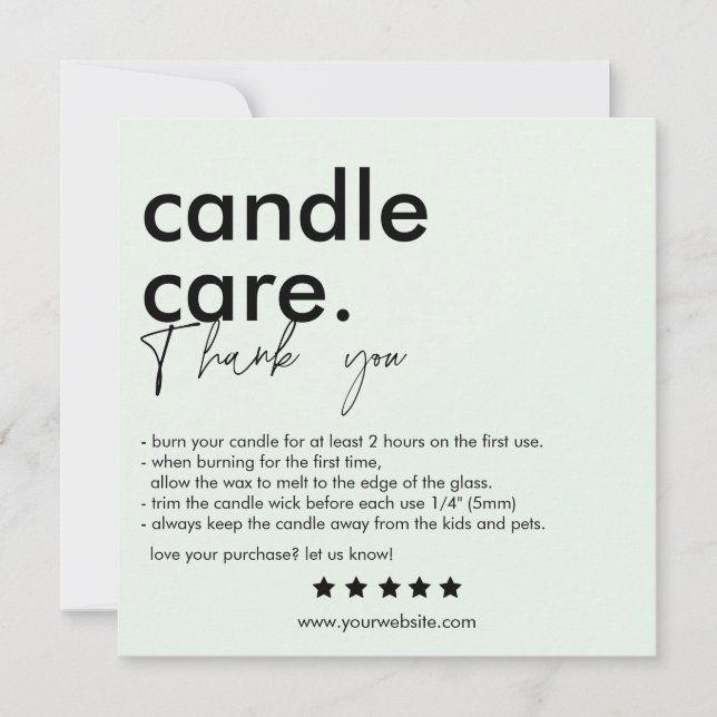 Thank You Candle Care Modern Business Card (Front)