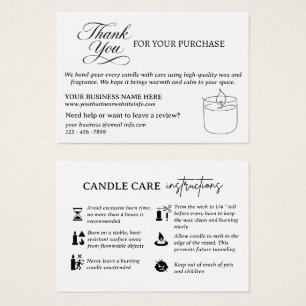Thank You & Candle Care Package Insert Card