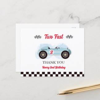 Thank you card 2nd Birthday Too Fast, Vintage Race