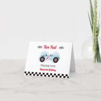 Thank you card 2nd Birthday Too Fast, Vintage Race