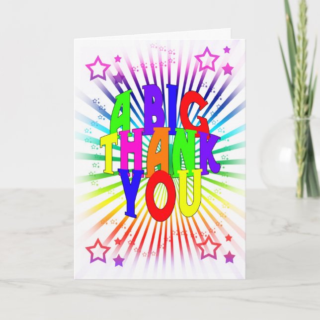 Thank You Card - A Big Thank You - Colourful (Front)