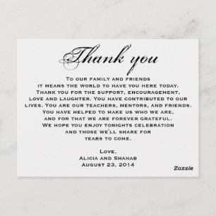Thank you card AND Wedding Dinner Menu