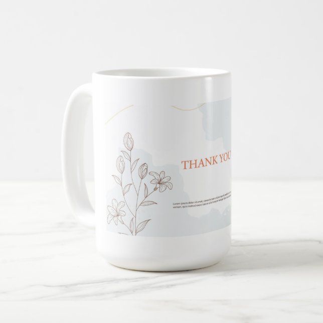 thank you card at white mug mockup (Front Left)