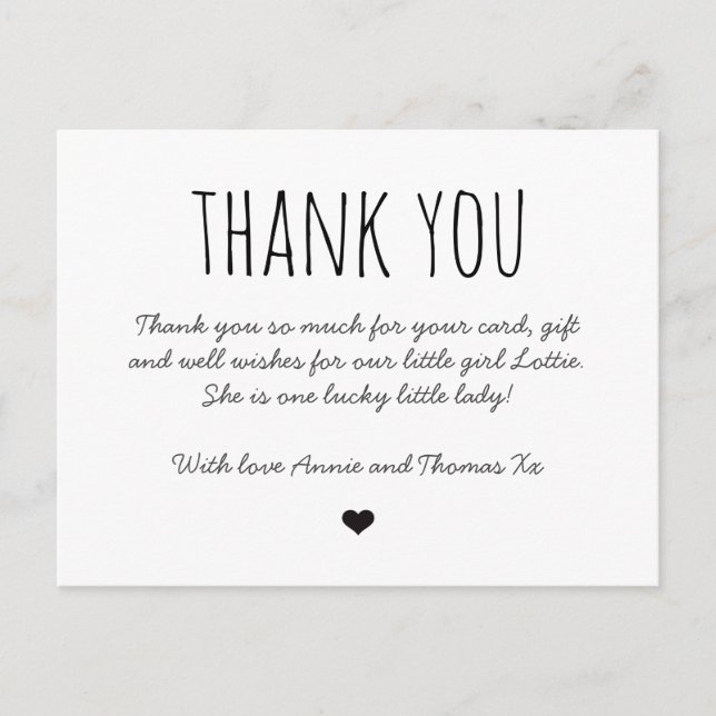 Thank you card baby, simple thank you  (Front)