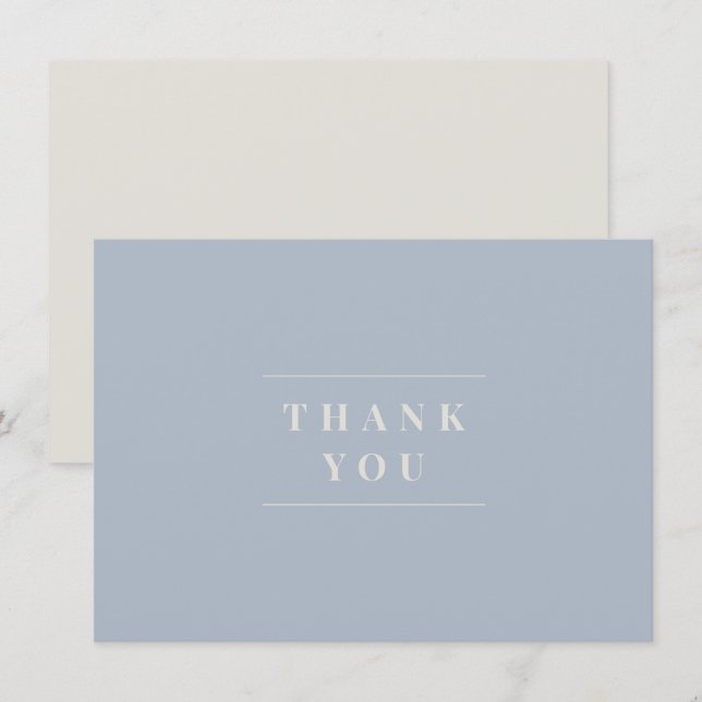 Thank You Card Beige Tan Blue Traditional (Front/Back)