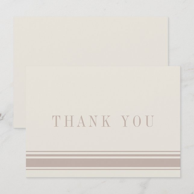 Thank You Card Beige Tan Brown Traditional (Front/Back)