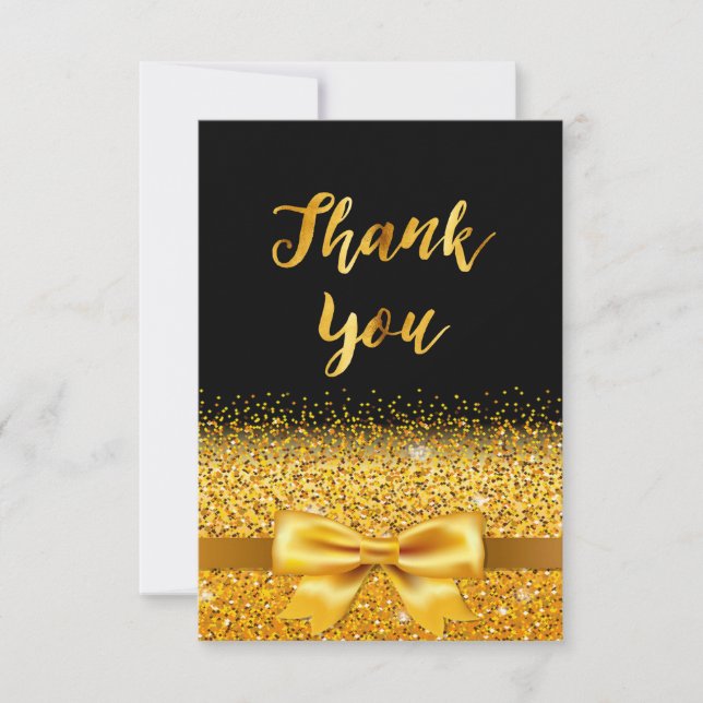 Thank you card birthday black gold elegant (Front)