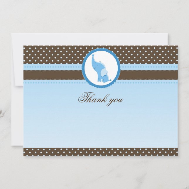 Thank you card blank elephant blue brown (Front)