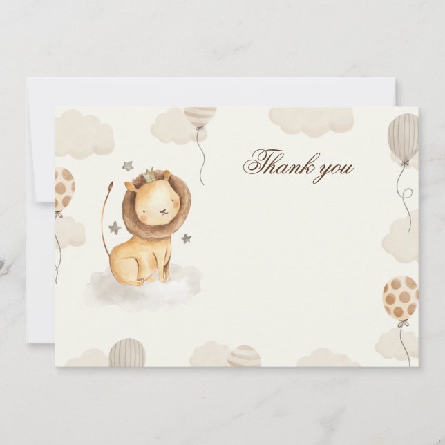 Thank you card blank lion neutral colours (Front)