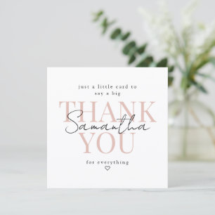 Thank You Card Blush Pink Modern Script Name
