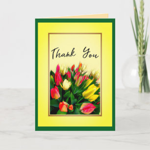 Thank You Card Bold Bright Colourful Tulips
