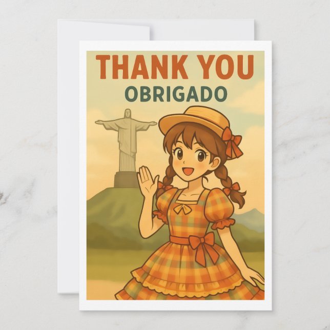 Thank You Card - Brazil Festa Junina Anime Girl (Front)