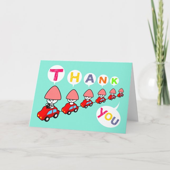 Thank You Card - Car with small cars (Front)