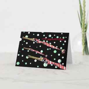 Thank You Card Cartoon Red Stripe Pipe Fish