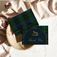Thank You Card Classic Dark Green + Blue Plaid 