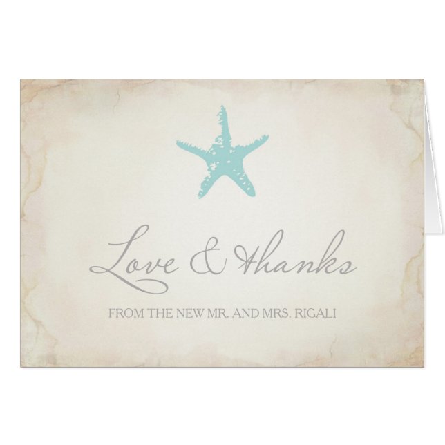 Thank You Card, Coastal Starfish (Front Horizontal)