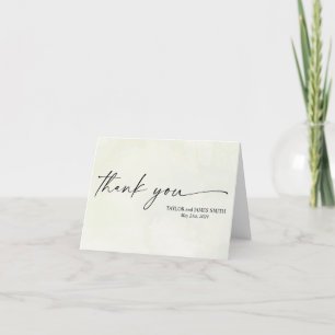 Thank you Card cursive blue and green flowers