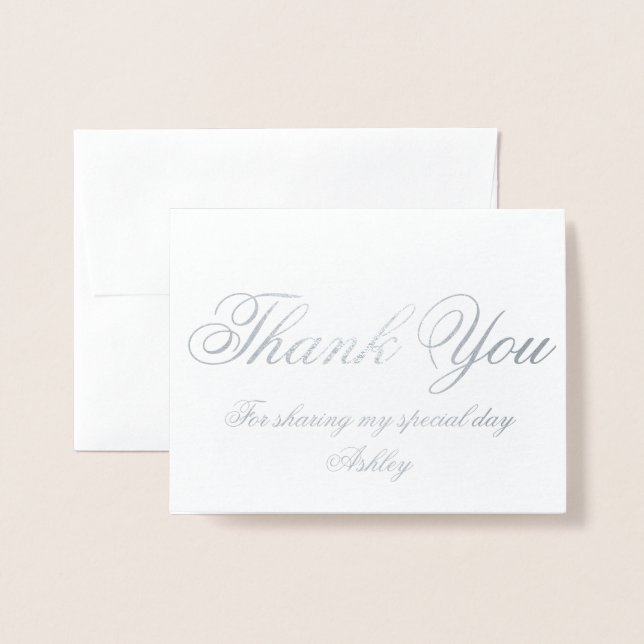 Thank You Card-Custom Name Foil Card (Front With Envelope)