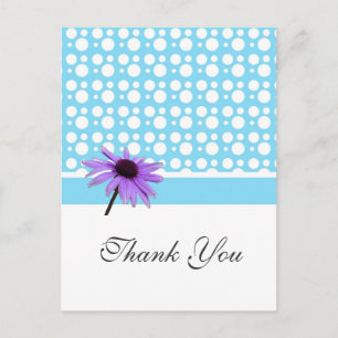 thank you card, dots and daisy postcard