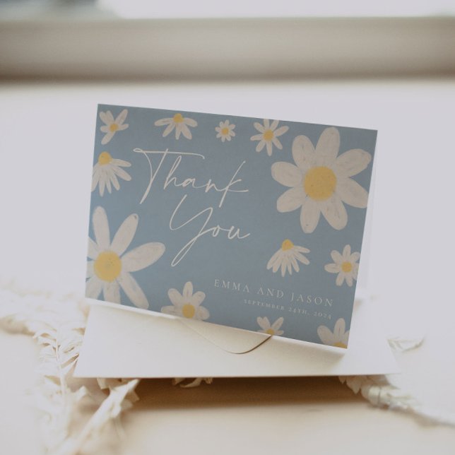 Thank You Card Dusty Blue Daisy (Creator Uploaded)