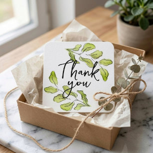 Thank You Card - Elegant Botanical Watercolor Leaf