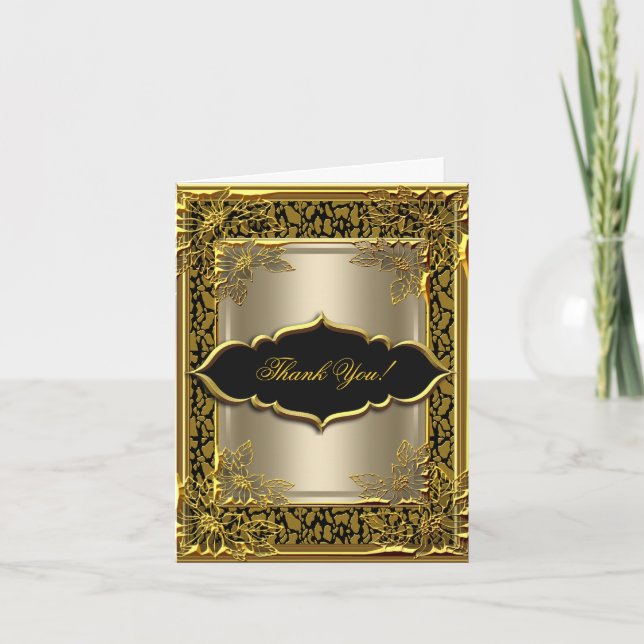 Thank You Card Elegant Coffee Black Gold (Front)