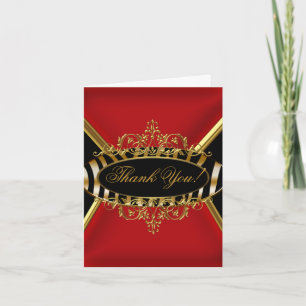 Thank You Card Elegant Red Zebra Black Gold