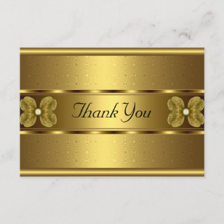 Thank You Card Elegant Roll Gold Floral