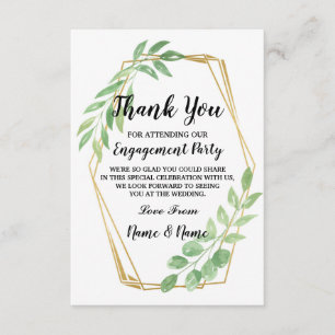 Thank You Card Engagement Wedding Gold Leaves