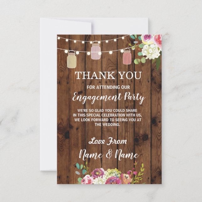Thank You Card Engagement Wedding Jars Floral (Front)