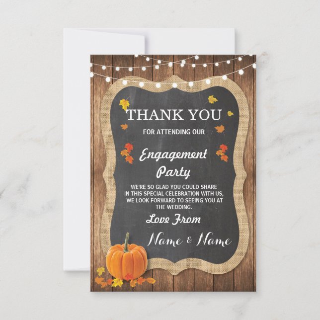 Thank You Card Engagement Wedding Pumpkin Chalk (Front)