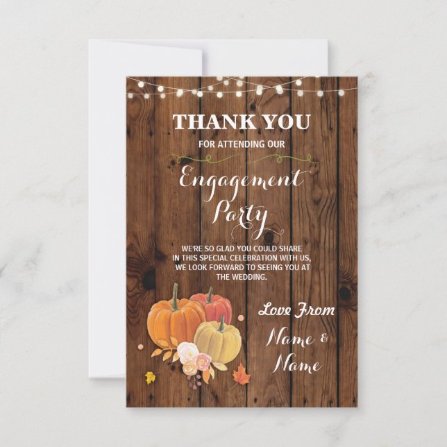 Thank You Card Engagement Wedding Pumpkin Wood (Front)