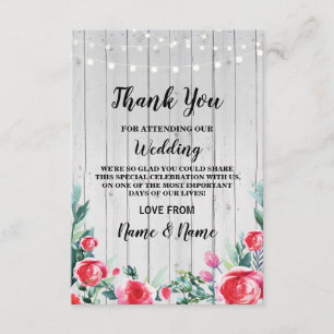 Thank You Card Engagement Wedding Red Roses