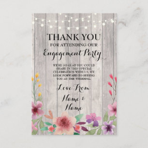 Thank You Card Engagement Wedding Wood Floral