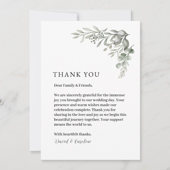 Thank You Card - Floral, Minimal, Simple (Front)