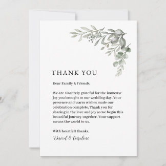 Thank You Card - Floral, Minimal, Simple