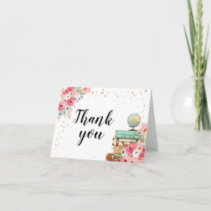Thank you card Floral Miss to Mrs Travel Adventure