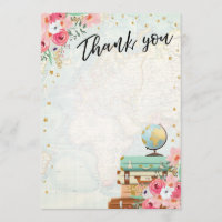 Thank you card Flowers Miss to Mrs Travel Pink