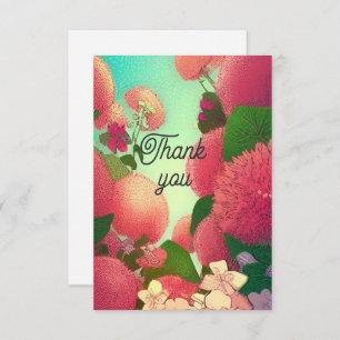 Thank you card flowers pink fuchsia 