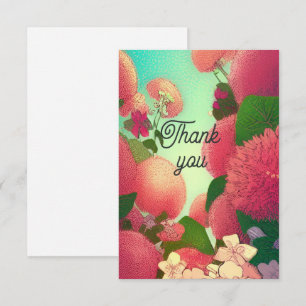Thank you card flowers pink fuchsia kitty voices