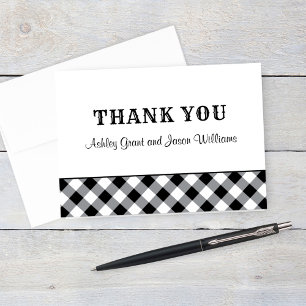 Thank You Card Folded Black Gingham BBQ